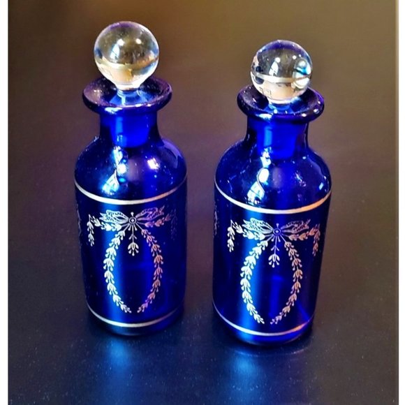 Two Antique Bristol Blue Cruets/Condiment Bottles, English, Late Georgian Period - Picture 5 of 10